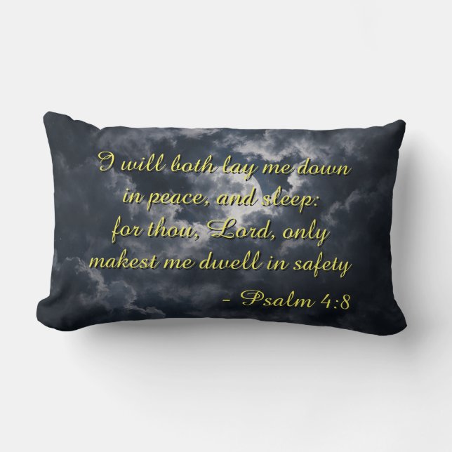 Psaume 4:8 Oreiller avec fond nocturne. Bilingue  (Recto)