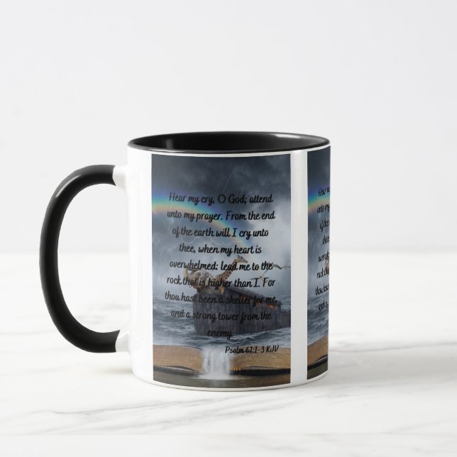 Psaume 61:1-3 KJV Bible Verse Mug à deux tons (Gauche)
