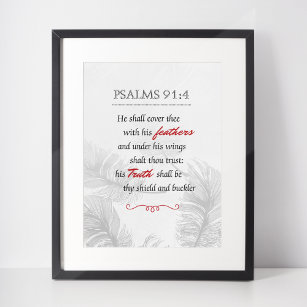 Psaume 91:4 Poster Plumes monochromes
