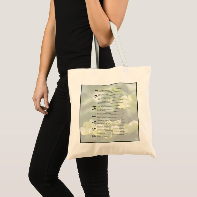 Psaume 91 Fleur Blanche Douce Sac Côtelé Chrétien (Devant (produit))