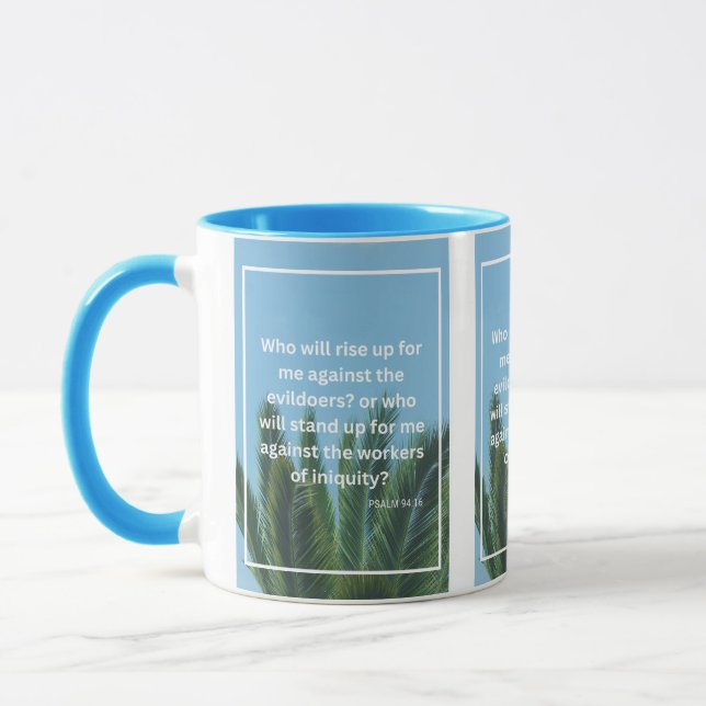Psaume 94:16 KJV Bible Verse Pic Mug Deux Tons (Gauche)