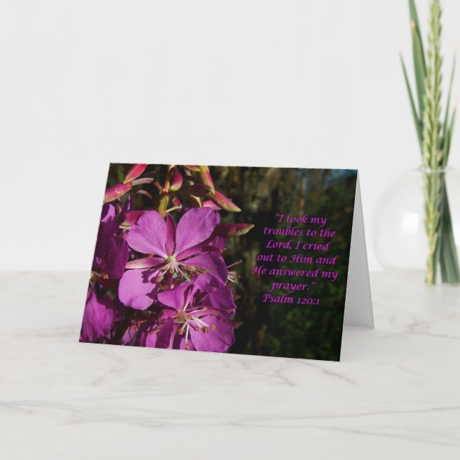 Psaume de 120:1 de psaume de carte de fleur (Devant)