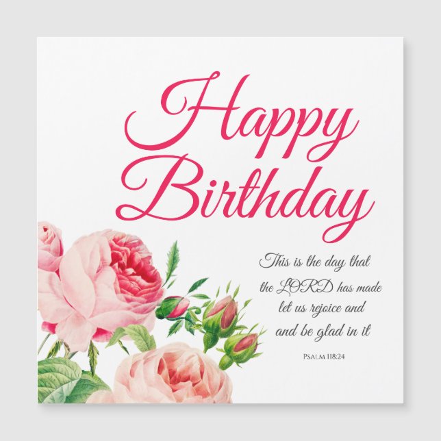 Psaume floral d'anniversaire 118:24 Magnet (Devant)