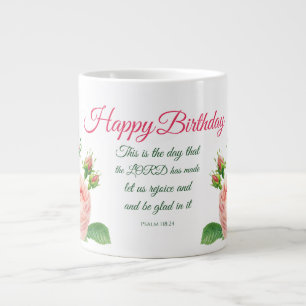 Psaume florale d'anniversaire 118:24 Mug à café à