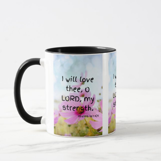 Psaumes 18:1 KJV Bible Verse Pic Mug Deux Tons (Gauche)