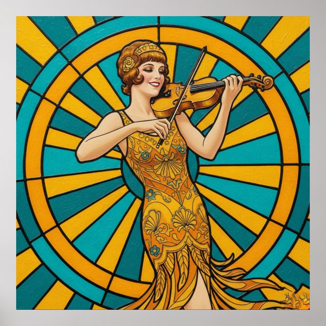 Psychedelic Guitarist Poster Vibrant Retro Music  (Devant)