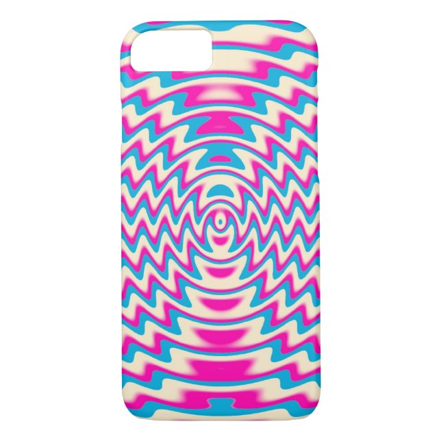 Psychedelic Pink Blue Sound Waves iPhone 7 Coque (Dos)