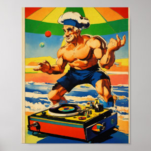 Psychedelic Popeye DJ Poster vintage Tourne-disque