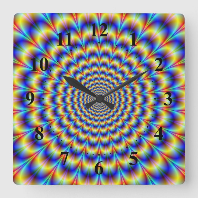 Psychedelic Pulse en bleu et jaune Horloge murale (Recto)