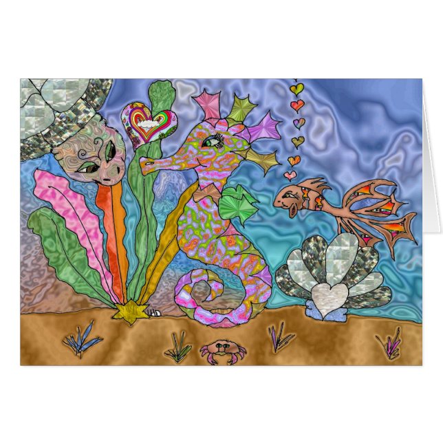 Psychedelic Seahorse Sea Turtle Art (Devant horizontal)