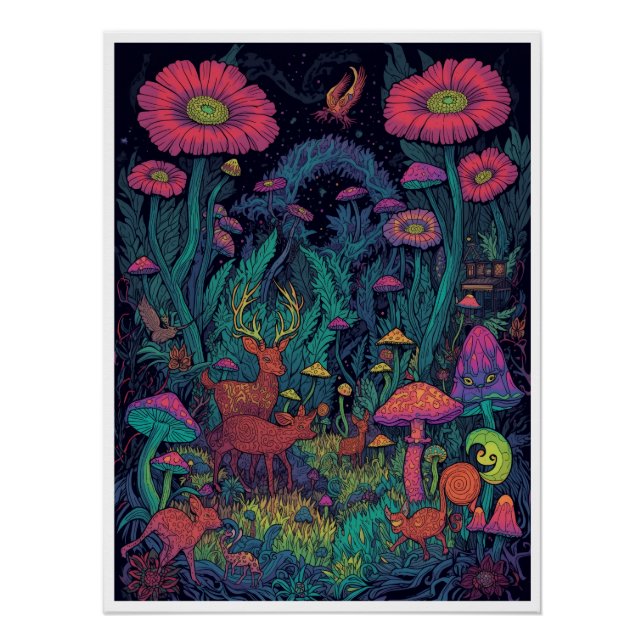 Psychedelic woodland poster (Devant)