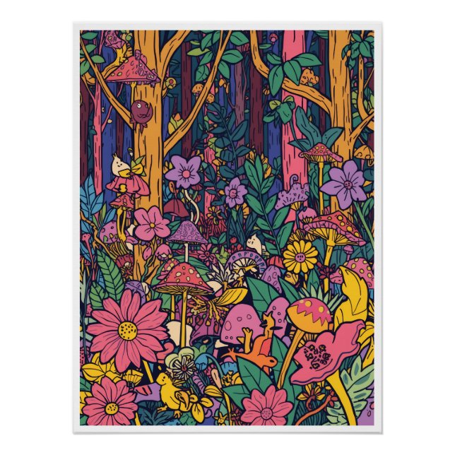 Psychedelic woodland poster (Devant)