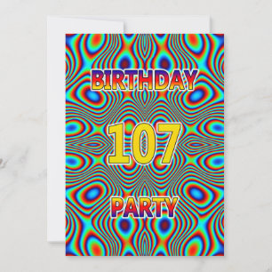 Psychédélique 107e fête d'anniversaire Invitation