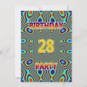 Psychédélique 28e fête d'anniversaire Invitation