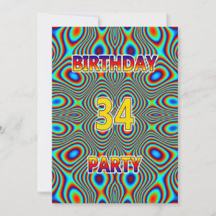 Psychédélique 34e fête d'anniversaire Invitation