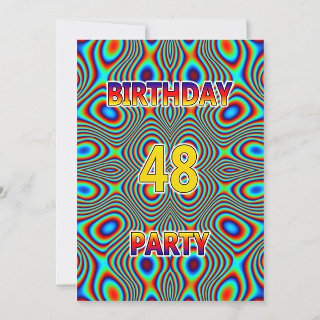 Psychédélique 48e fête d'anniversaire Invitation (Devant)