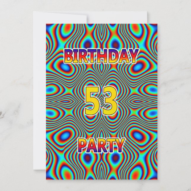 Psychédélique 53e fête d'anniversaire Invitation (Devant)