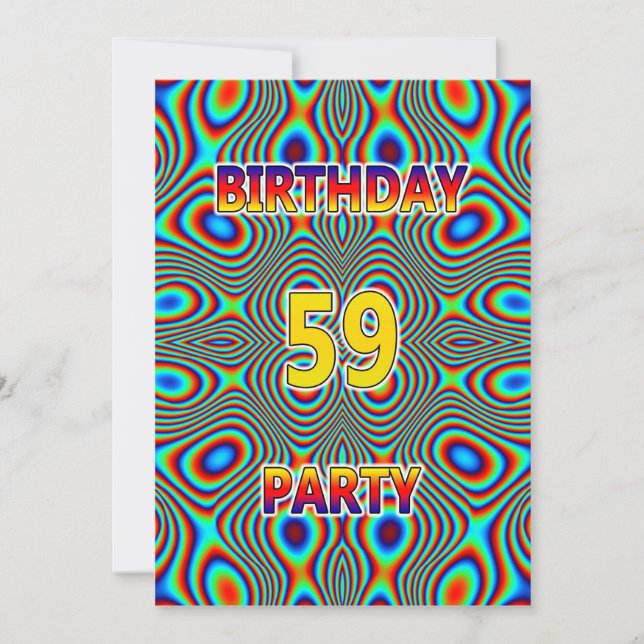 Psychédélique 59e fête d'anniversaire Invitation (Devant)
