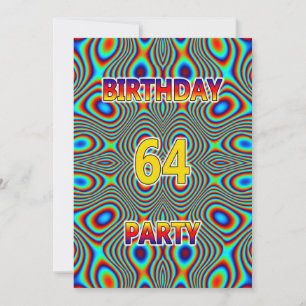 Psychédélique 64e fête d'anniversaire Invitation