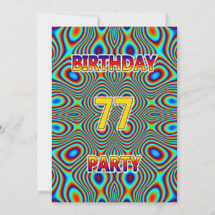 Psychédélique 77e fête d'anniversaire Invitation