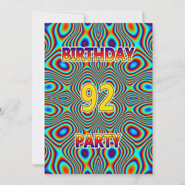 Psychédélique 92e fête d'anniversaire Invitation (Devant)