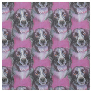 Psychédélique Lune Chien Bordure Collie Tissu