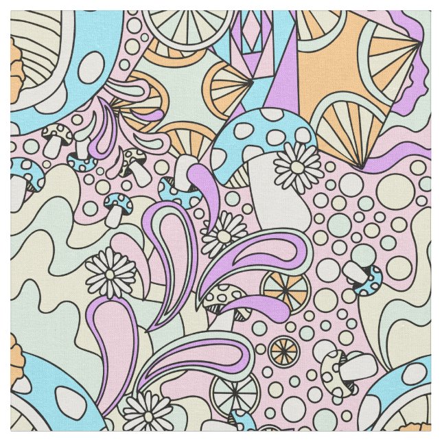 psychédélique pastel sur tissu rose (Fermer)