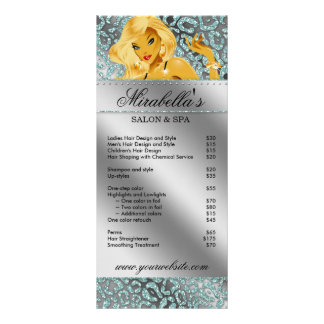 Publicitaire Bijoux de carte en rack de salon Tanning Turquoise