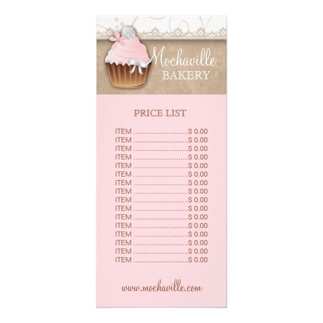 Publicitaire Boulangerie Cupcake Prix Vintage Carte Rack (Devant)