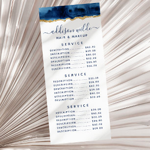 Publicitaire Carte à étagère à aquarelle bleu marine et or