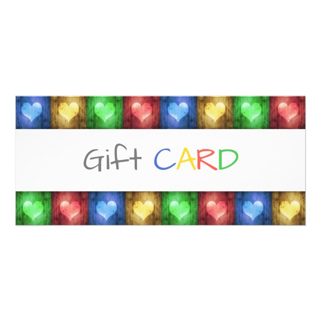 Publicitaire Carte cadeau de Saint Valentin Rustic Colorful Hea (Devant)