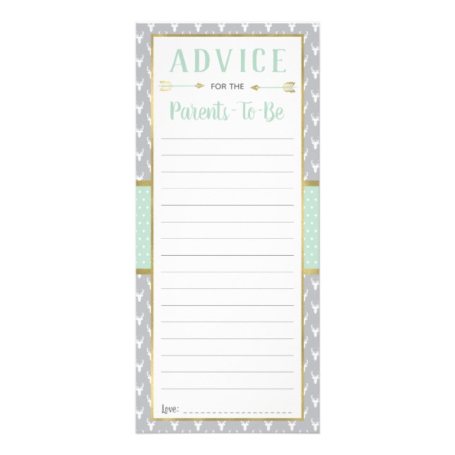 Publicitaire Carte de conseil aux cerfs de bois, Baby shower, M (Devant)