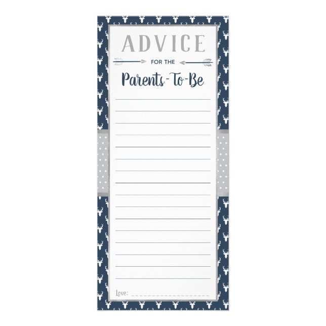 Publicitaire Carte de conseil aux cerfs de bois, Baby shower, M (Devant)