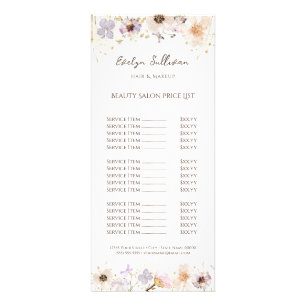 Publicitaire Carte de prix de liste de fleurs séchées