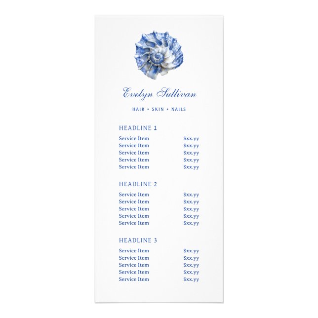 Publicitaire Carte de prix du logo de coquillage bleu (Devant)