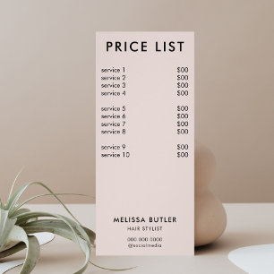 Publicitaire Carte de prix minimaliste en rack beige