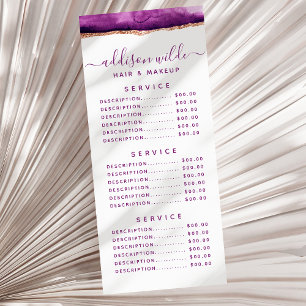 Publicitaire Carte de rack aquarelle violette et or