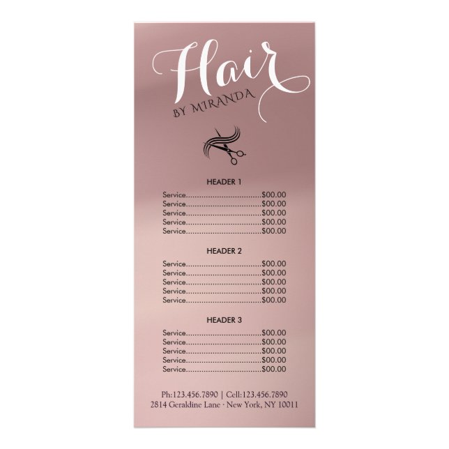 Publicitaire Carte de rack de salon de coiffure élégant | Vous  (Devant)