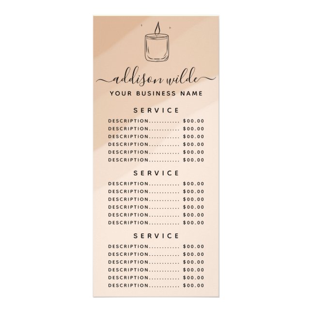 Publicitaire Carte de rack pour entreprise de bougies Boho | Sc (Devant)