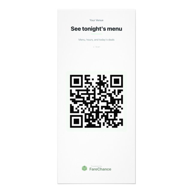 Publicitaire Carte de rack QR Code pour les restaurants et les  (Devant)