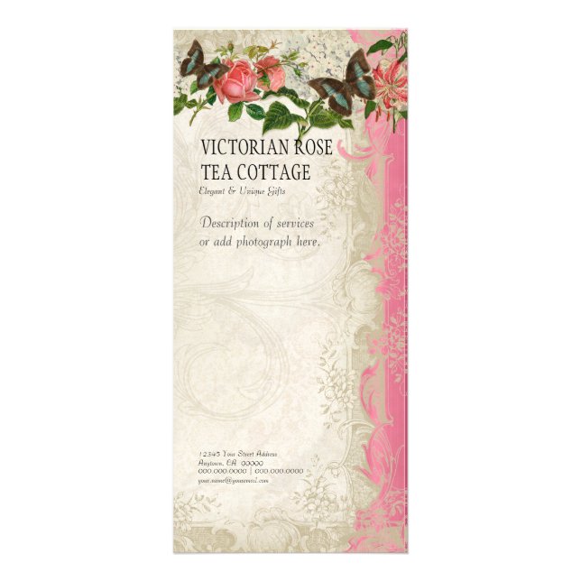 Publicitaire Carte de tarif affaires - Style baroque Rose Vinta (Devant)