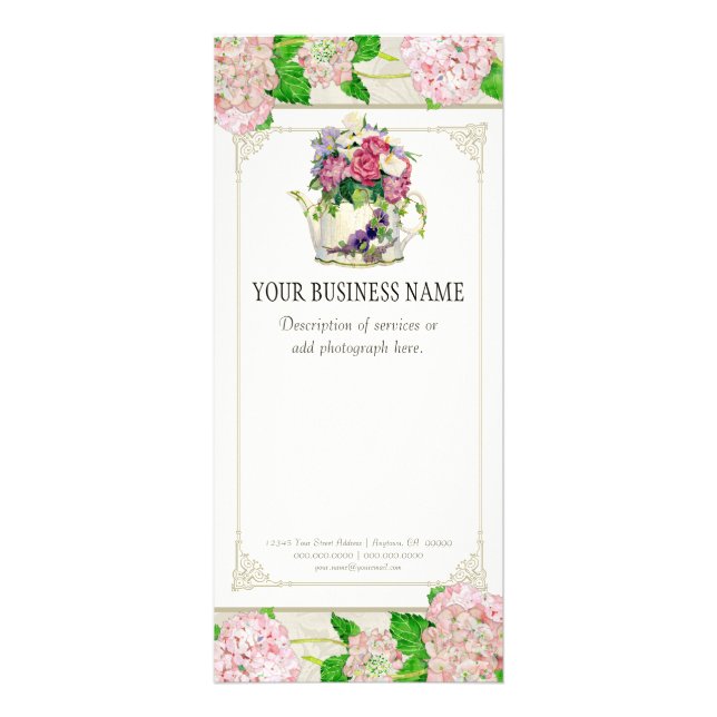 Publicitaire Carte de tarif d'affaires - Rose Hydrangea Florist (Devant)