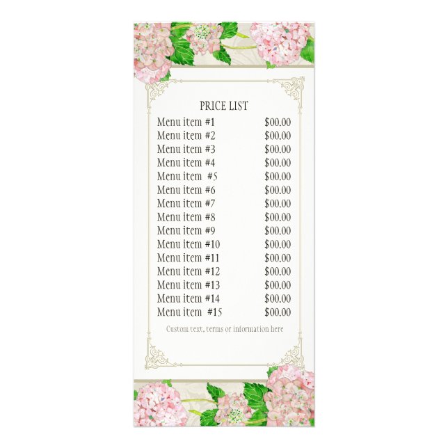 Publicitaire Carte de tarif d'affaires - Rose Hydrangea Florist (Devant)