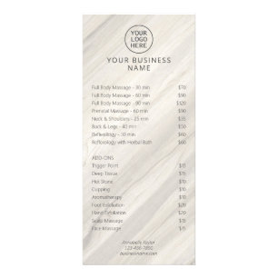 Publicitaire Carte de tarif de salon de spa naturel