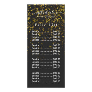 Publicitaire Carte de tarif élégante Salon de coiffure Gold