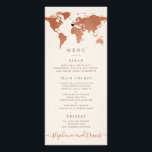 Publicitaire Carte du monde du cuivre et du tang Carte du coeur<br><div class="desc">Carte de voyage unique en cuivre, bronze et brun gingembre carte du monde carte avec un coeur mobile et amovible pour que vous puissiez épingler votre lieu de mariage ou le thème de destination, ou le supprimer entièrement pour un thème de voyage global ou général. La couleur arrière - plan...</div>