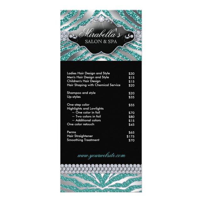Publicitaire Carte en bijoux en rack Zebra Luxe Turquoise Spark (Devant)