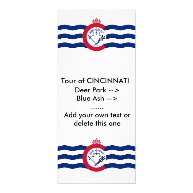 Publicitaire Carte en rack avec Drapeau de Cincinnati, U.S.A. (Devant)