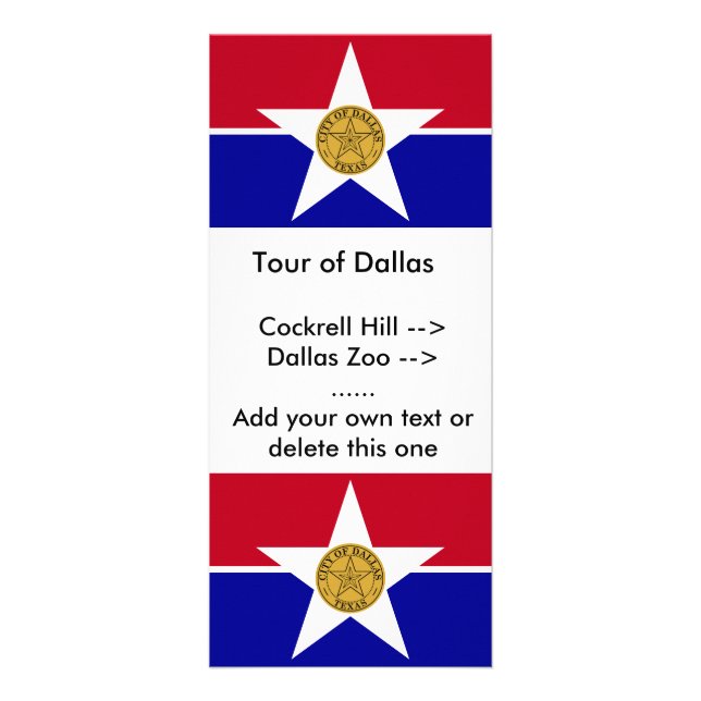 Publicitaire Carte en rack avec Drapeau de Dallas, U.S.A. (Devant)