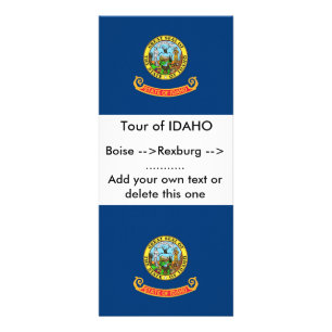 Publicitaire Carte en rack avec Drapeau de l'Idaho, États-Unis.